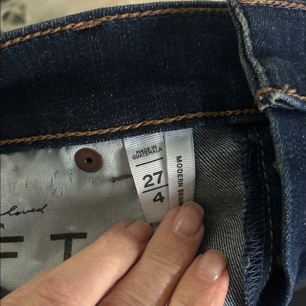 LOFT Dark Indigo Skinny Jeans with Button Fly - Picture 7 of 8